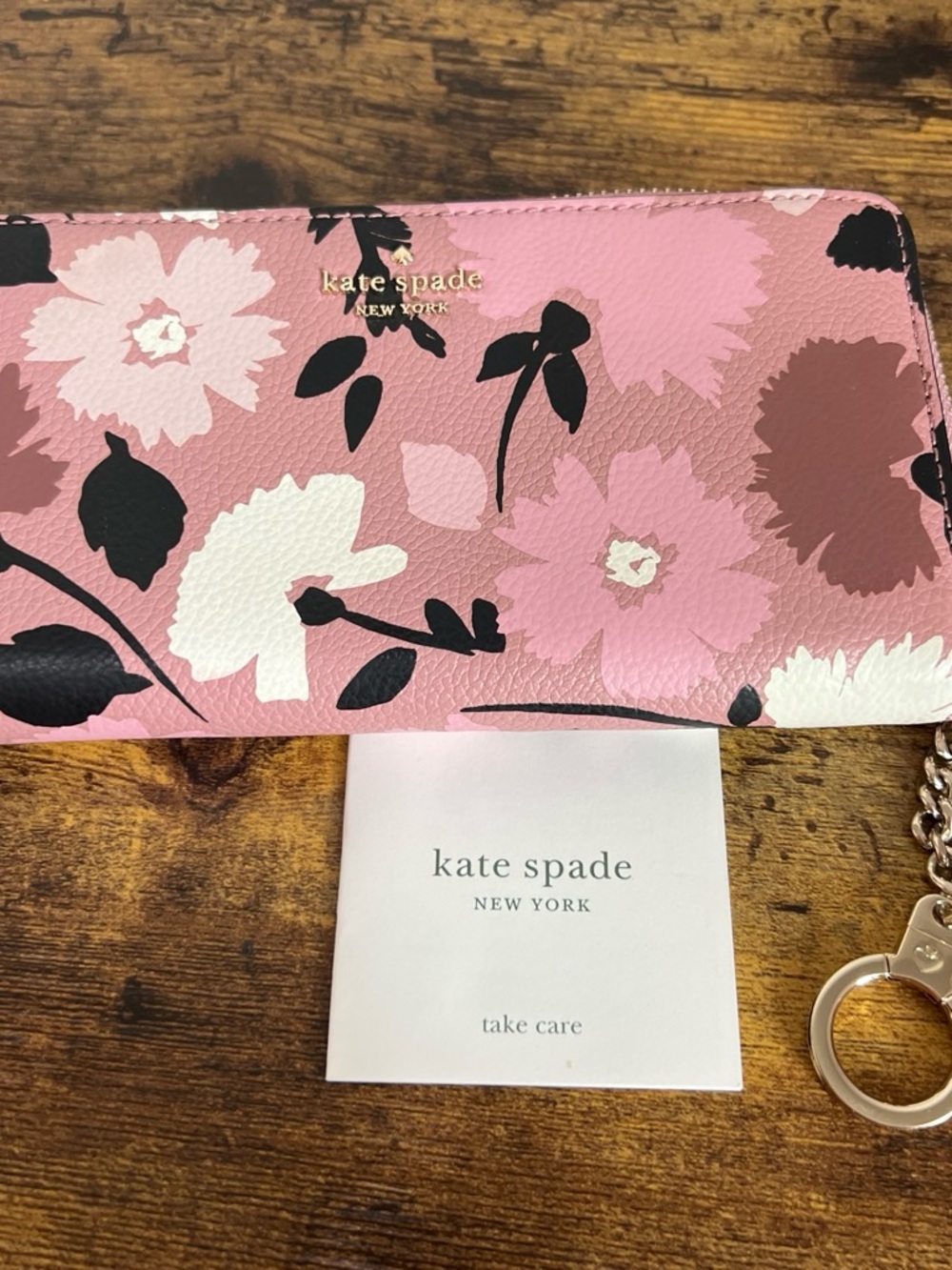 kate spade Pink Floral Zip Wallet Like new